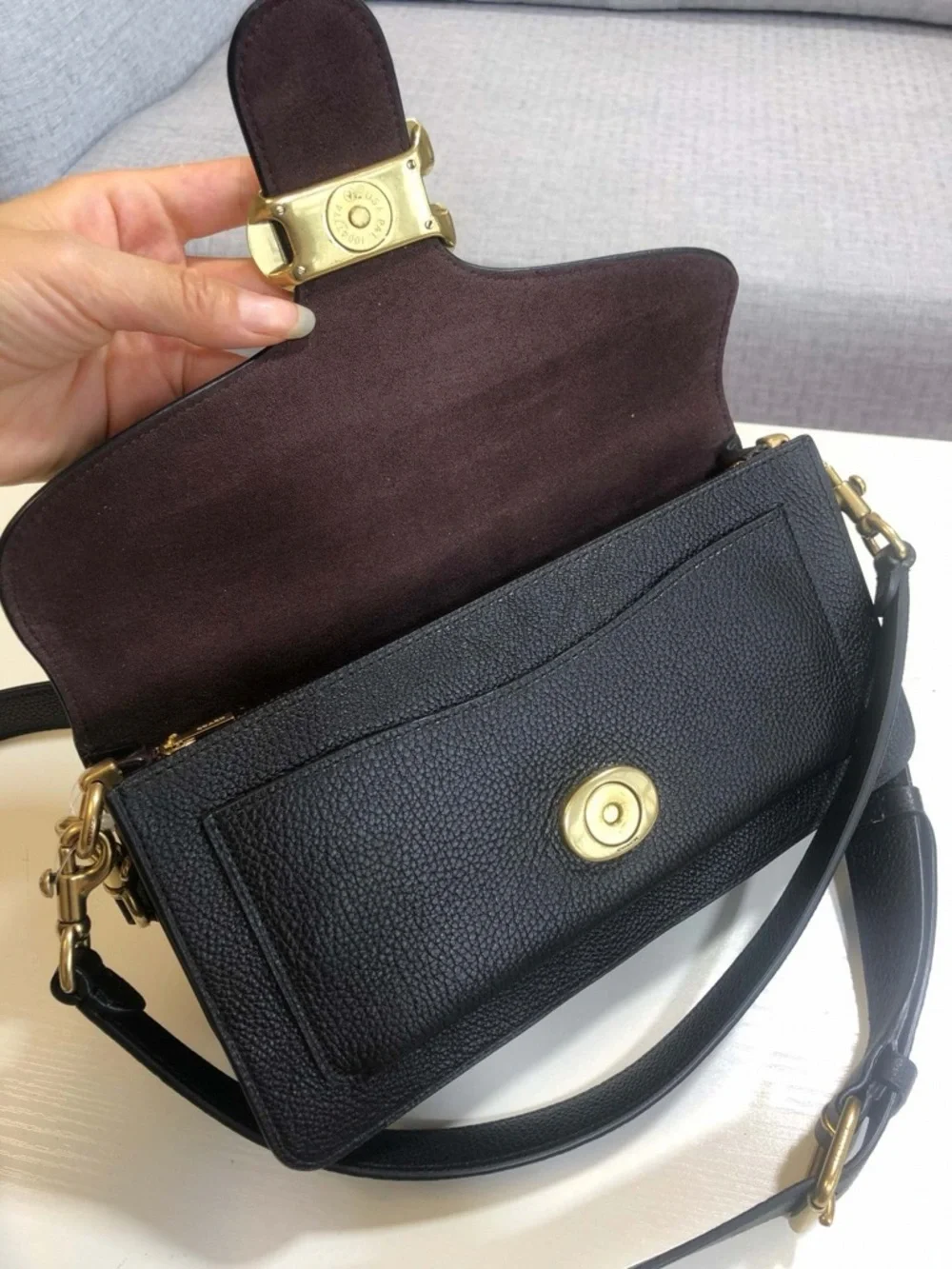 Coach Tabby Black Shoulder Bag Pebbled Leather Classic - Picture 4 of 9